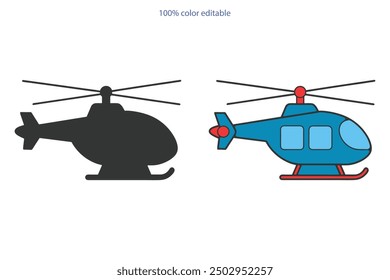 Diseño moderno de la silueta de la Ilustración vectorial del helicóptero del transporte