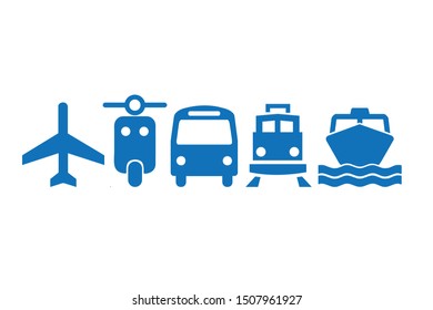 Modern transportation icon, airplane, car, bus, rail and boat icon vector