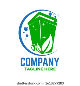 Modern Trash can logo. Vector illustration.