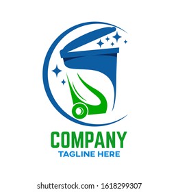 Modern Trash can logo. Vector illustration.