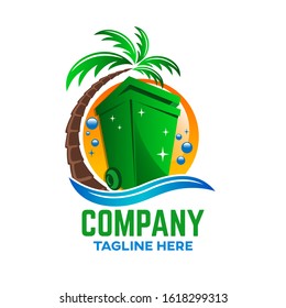 Modern Trash can logo. Vector illustration.