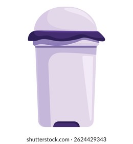 Modern trash can is standing with its lid closed, ready to collect waste and maintain cleanliness