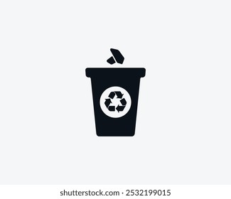  Modernes Mülleimer-Symbol mit Recycling-Symbol. Illustrator in exakter Größe.