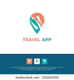 Modern Travel Agency logo design with point map letter S silhouette vector illustration template icon mobile