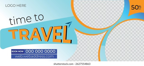 Modern Travel Agency Promotional Banner with Bright Colors