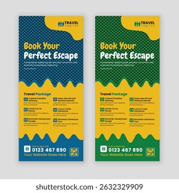 Modern Travel Business Promotion DL Flyer or Rack Card Design Template – Perfect for Holiday Packages, Vacation Deals, Tour Services, Adventure Trips, and Travel Agency Marketing
