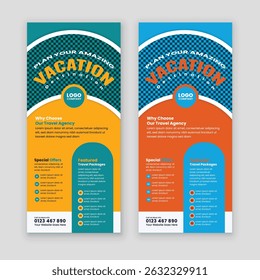 Modern Travel Business Promotion DL Flyer or Rack Card Design Template – Perfect for Holiday Packages, Vacation Deals, Tour Services, Adventure Trips, and Travel Agency Marketing