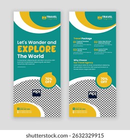 Modern Travel Business Promotion DL Flyer or Rack Card Design Template – Perfect for Holiday Packages, Vacation Deals, Tour Services, Adventure Trips, and Travel Agency Marketing