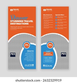 Modern Travel Business Promotion DL Flyer or Rack Card Design Template – Perfect for Holiday Packages, Vacation Deals, Tour Services, Adventure Trips, and Travel Agency Marketing