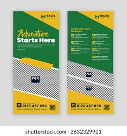 Modern Travel Business Promotion DL Flyer or Rack Card Design Template – Perfect for Holiday Packages, Vacation Deals, Tour Services, Adventure Trips, and Travel Agency Marketing