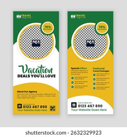 Modern Travel Business Promotion DL Flyer or Rack Card Design Template – Perfect for Holiday Packages, Vacation Deals, Tour Services, Adventure Trips, and Travel Agency Marketing