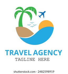 Modern travel circle logo of travel agency vector