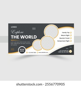 Modern travel facebook cover design template