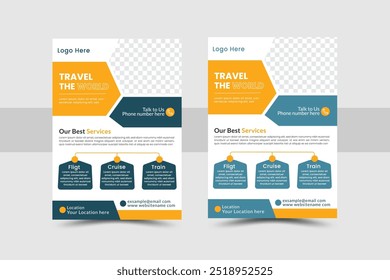 Modern travel flyer design, creative travel agency poster design template