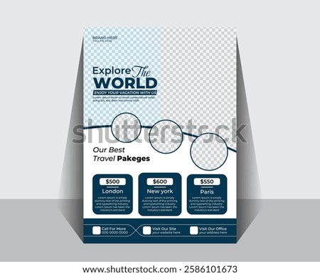 modern Travel Flyer Layout, with Modern poster travel flyer design template bundle. Editable tour poster template with brush stroke set, tour journey holiday destination make anything possible.