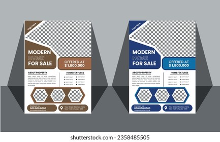 Modern travel flyer or poster design template bundle, Home sales real state flyer template