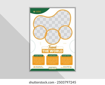 Modern travel flyer or poster design template. Professional business travel flyer for agency.