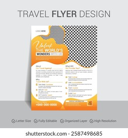 Modern Travel Flyer Template for Vacation and Tourism