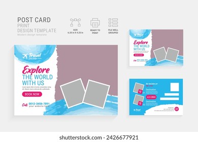 Modern Travel Postcard Design Template. Ideal for travel agencies, corporate promotions, and easy customization. Start inspiring adventures today