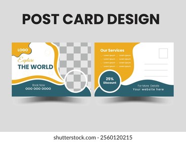 Modern Travel Postcard Design Template, Direct Mail Template,