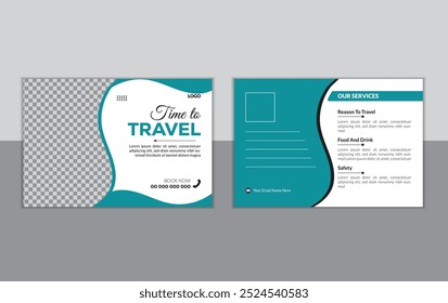 Modern Travel Postcard Template. Travel Company Postcard