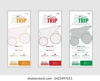 Modern travel roll up banner design template with clean style.