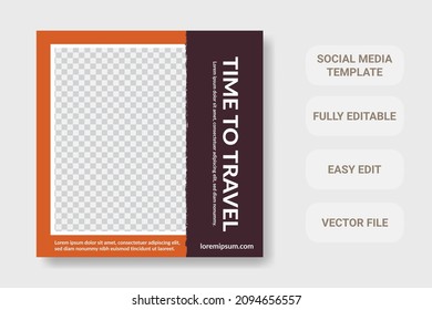 Modern travel social media post template design, perfect for online web banner, advertising, etc.