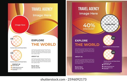 Modern Travel Template Design for Holidays and Tours. Perfect for Vacation, Summer Travel, and Tourism Promotion. Editable Poster or Brochure Layout for Agencies.