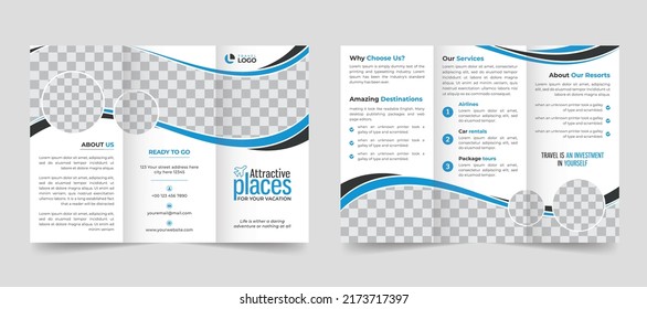 Modern travel tour advertising trifold brochure template