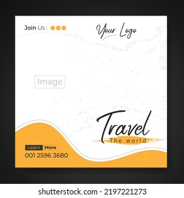 Modern Travel tour square web banner or social media post template.