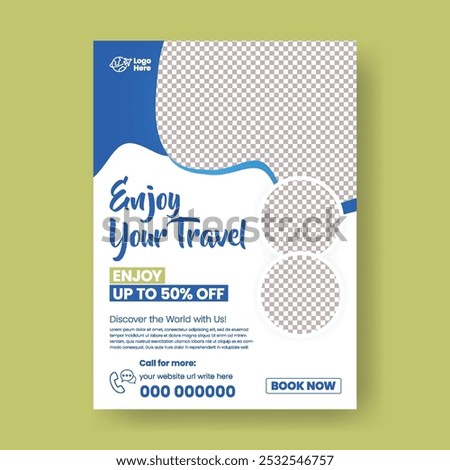  Modern Travel tourism vertical print Flyer or poster Template for holiday Vacation travel, Travel packages flyer, hotel resort flyer, leaflet brochure cover for travel agency