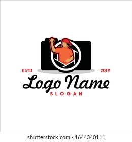 Modern traveller vlog logo silhouette editable EPS vector files. For adventure, outdoor, travel agency, video blog. Vintage hipster. Apply to web site, social media and post trend, mobile phone apps