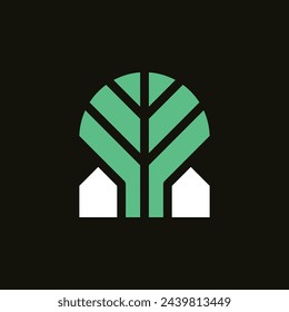 modern tree house residential logo