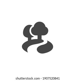 Modern Tree Icon Black and White Vector Graphic