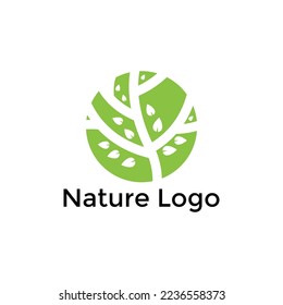 Modern tree leaf nature logo design, minimalist tree leaf nature logo