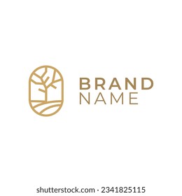 Modern Tree logo design, round nature tree logo vector illustration