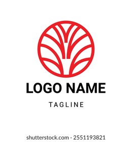 A modern tree logo design with a sturdy trunk and sprawling branches, adorned with lush green leaves, representing growth, stability, and a connection to nature."