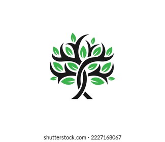 Diseño De Icono De Logotipo De Árbol Moderno Con Plantilla De Vector Creativo Con Símbolo De Hoja.