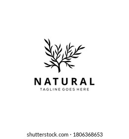 Modern tree with many leaves logo design template