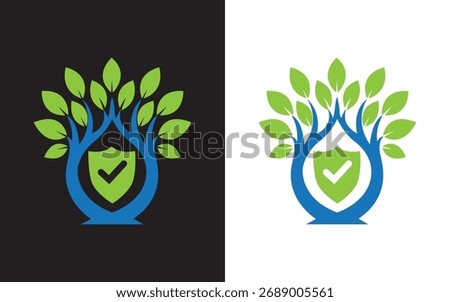 Modern Tree with Shield Icon Logo Design for Eco Friendly Business icon