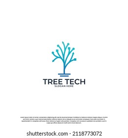 modern tree tech logo design. growth technology logo inspiration