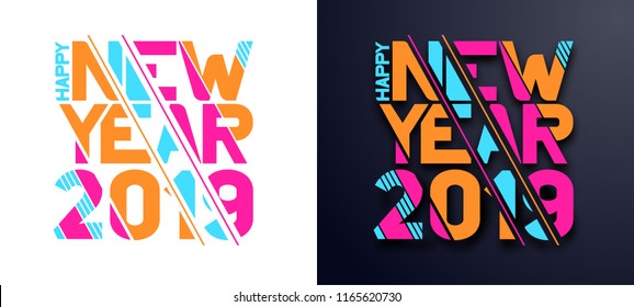 Modern trend in the graph. vector illustration.  New Year 2019. Colorful dynamic hipster graphics. Frame for the design of booklets, posters, cards