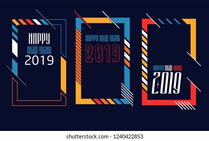 Modern trend in the graph. vector illustration. New Year 2019. Colorful dynamic hipster graphics