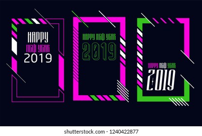 Modern trend in the graph. vector illustration. New Year 2019. Colorful dynamic hipster graphics