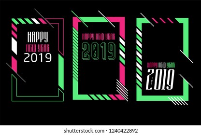 Modern trend in the graph. vector illustration. New Year 2019. Colorful dynamic hipster graphics