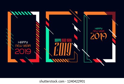 Modern trend in the graph. vector illustration. New Year 2019. Colorful dynamic hipster graphics