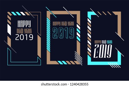 Modern trend in the graph. vector illustration. New Year 2019. Colorful dynamic hipster graphics