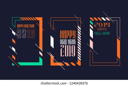 Modern trend in the graph. vector illustration. New Year 2019. Colorful dynamic hipster graphics