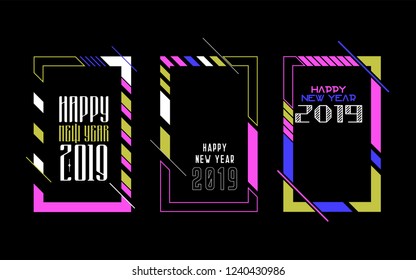 Modern trend in the graph. vector illustration. New Year 2019. Colorful dynamic hipster graphics