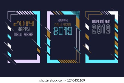 Modern trend in the graph. vector illustration. New Year 2019. Colorful dynamic hipster graphics